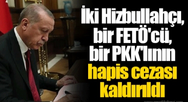 İki Hizbullahçı, bir FETÖ'cü, bir PKK'lının hapis cezası kaldırıldı