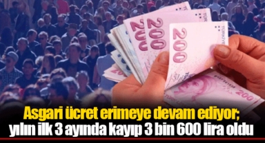 Asgari ücret erimeye devam ediyor; yılın ilk 3 ayında kayıp 3 bin 600 lira oldu