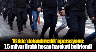 18 ilde 'dolandırıcılık' operasyonu: 7,5 milyar liralık hesap hareketi belirlendi