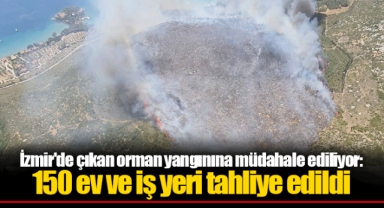 İzmir'de çıkan orman yangınına müdahale ediliyor: 150 ev ve iş yeri tahliye edildi