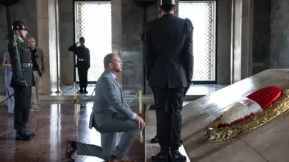 Belçikalı bakandan Atatürk'e saygı: Anıtkabir'de diz çöktü