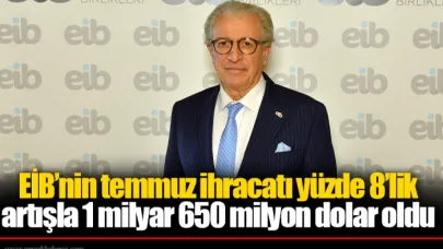 EİB’nin temmuz ihracatı yüzde 8’lik artışla 1 milyar 650 milyon dolar oldu
