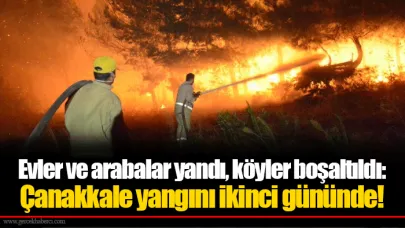 Evler ve arabalar yandı, köyler boşaltıldı: Çanakkale yangını ikinci gününde!