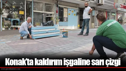 Konak’ta kaldırım işgaline sarı çizgi
