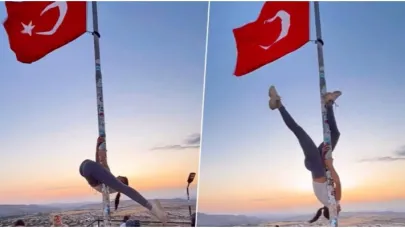 Türk bayrağında direk dansı yapan kişiye soruşturma başlatıldı