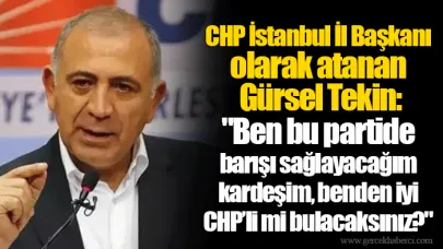 CHP İstanbul İl Başkanı olarak atanan Gürsel Tekin:  "Ben bu partide barışı sağlayacağım kardeşim, benden iyi CHP’li mi bulacaksınız?"