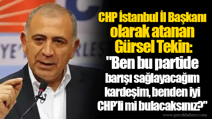 CHP İstanbul İl Başkanı olarak atanan Gürsel Tekin:  "Ben bu partide barışı sağlayacağım kardeşim, benden iyi CHP’li mi bulacaksınız?"