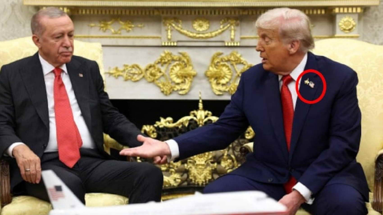 Trump'ın rozet tercihi Erdoğan görüşmesinde dikkat çekti
