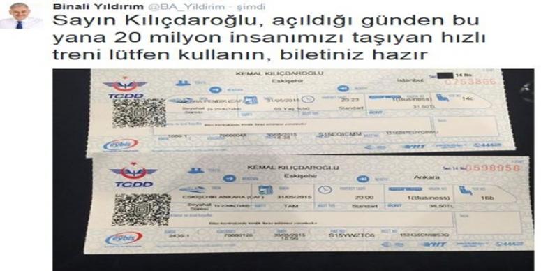 BİNALİ YILDIRIM KILIÇDAROĞLU'NA BİLET KESTİRDİ