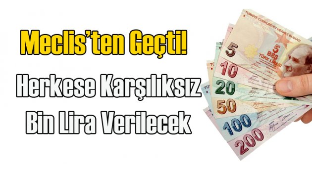 Meclis'ten Geçti: Herkese Bin Lira Verilecek