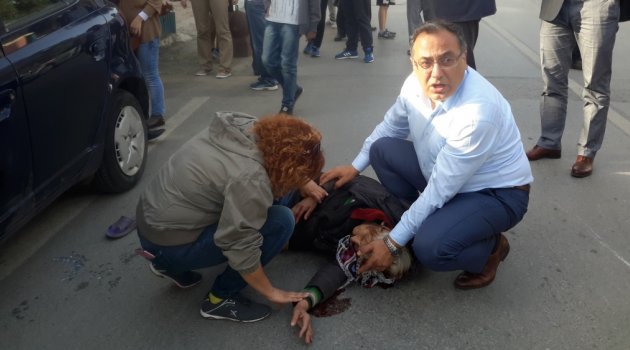 Motor çarpan kadına ilk müdahale Başkan'dan
