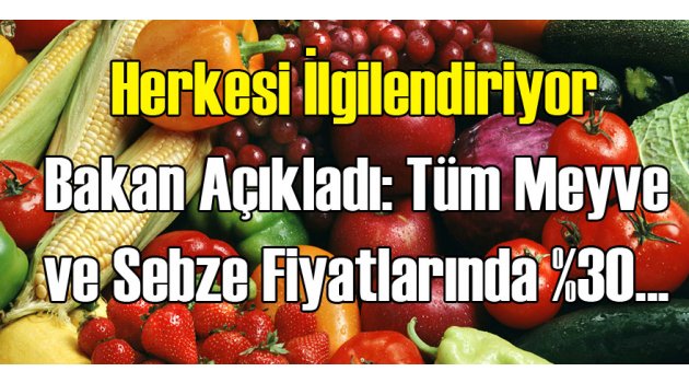 Tüm Meyve ve Sebze Fiyatları Değişiyor