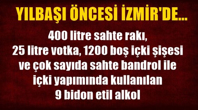Yılbaşı Öncesi İzmir'de Çok Sayıda Sahte İçki Ele Geçirildi!