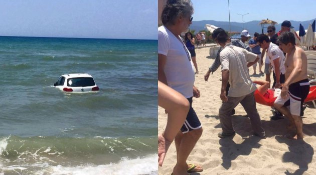 Yok artık! Denizde yüzen insanlara araba çarptı!