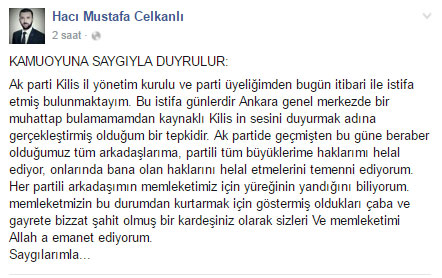 AKP’de Kilis istifası: Genel Merkez’de muhatap bulamıyorum