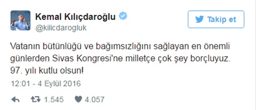 Kılıçdaroğlu'ndan Sivas Kongresi Mesajı