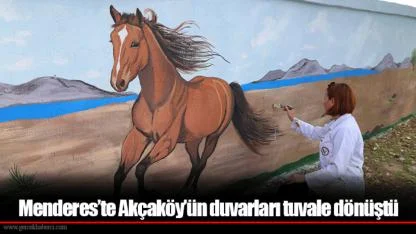 Menderes’te Akçaköy’ün duvarları tuvale dönüştü