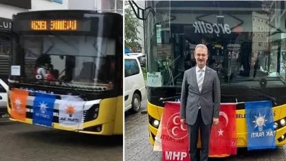 Otobüslerdeki AK Parti bayrakları tepki çekmişti: AK Partili belediye soruşturma başlattı