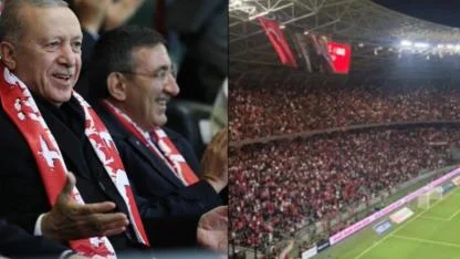 Stadyumda Erdoğan'ın önünde Öcalan protestosu