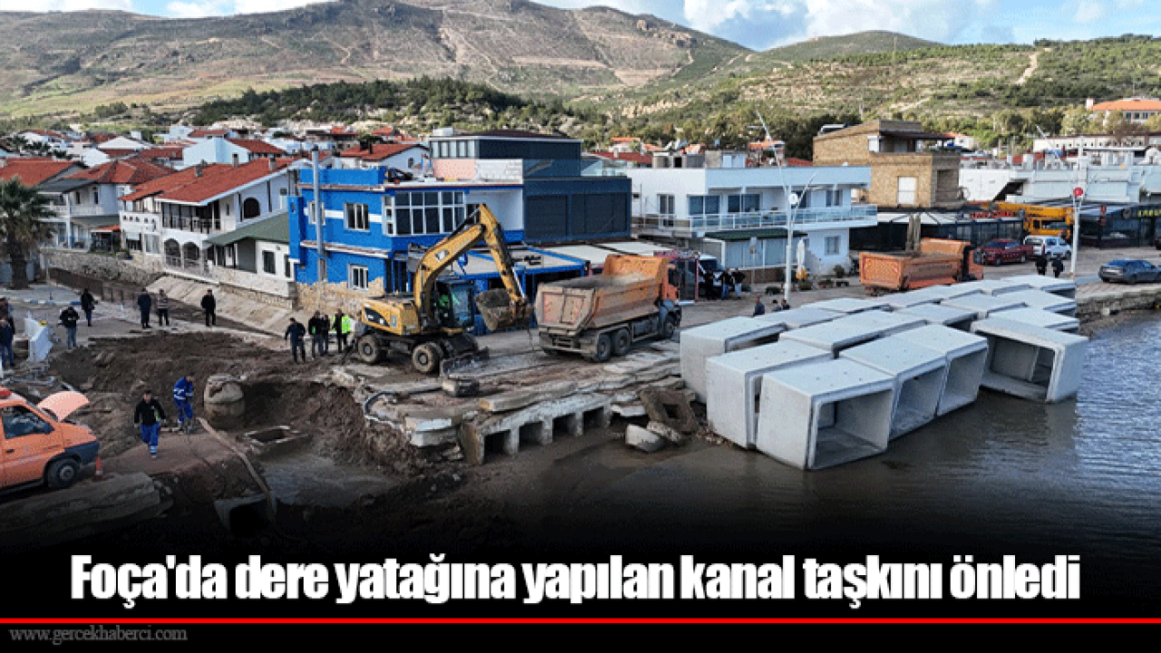 Foça'da dere yatağına yapılan kanal taşkını önledi