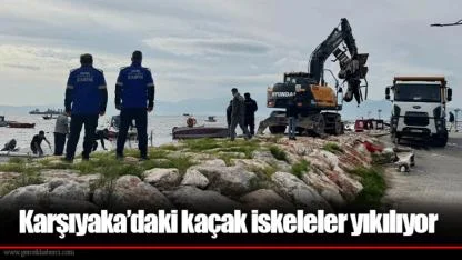 Karşıyaka’daki kaçak iskeleler yıkılıyor