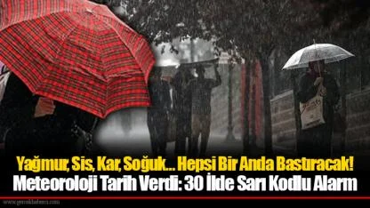 Yağmur, Sis, Kar, Soğuk… Hepsi Bir Anda Bastıracak! Meteoroloji Tarih Verdi: 30 İlde Sarı Kodlu Alarm