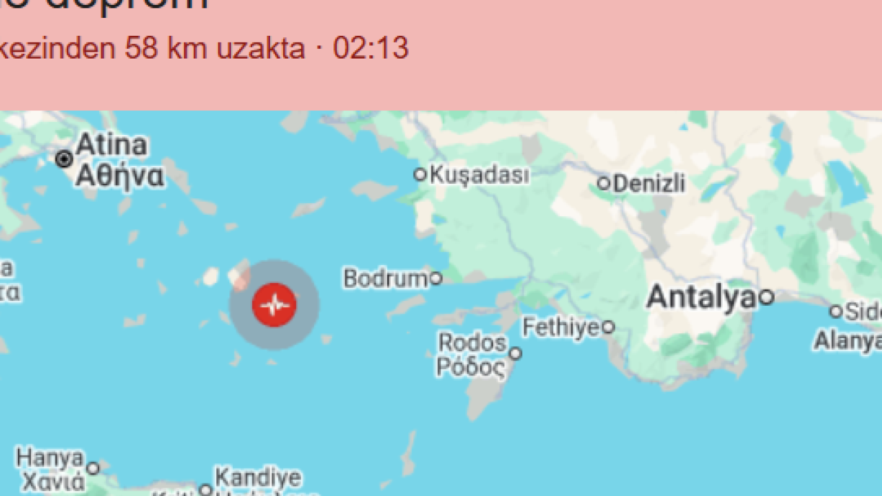 Ege'de 3.7 büyüklüğünde deprem