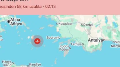 Ege'de 3.7 büyüklüğünde deprem