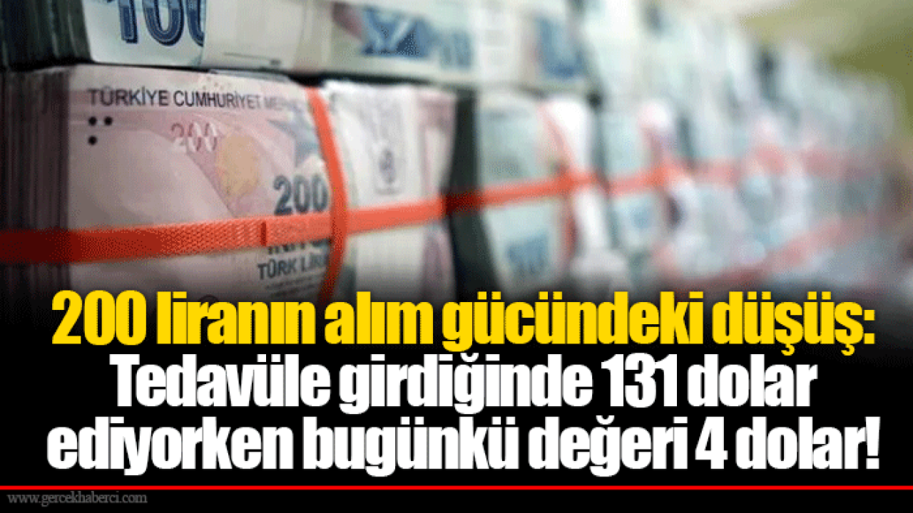 200 liranın alım gücündeki düşüş: Tedavüle girdiğinde 131 dolar ediyorken bugünkü değeri 4 dolar!