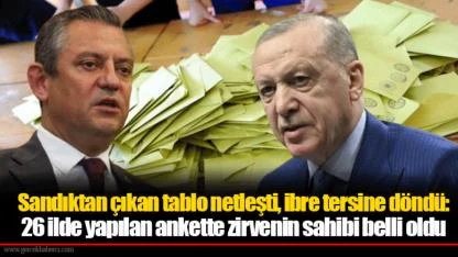 Sandıktan çıkan tablo netleşti, ibre tersine döndü: 26 ilde yapılan ankette zirvenin sahibi belli oldu
