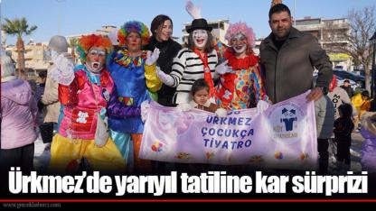 Ürkmez’de yarıyıl tatiline kar sürprizi