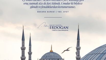Cumhurbaşkanı Erdoğan: "Ramazan-ı Şerif’in milletimiz, İslam alemi ve tüm insanlık için hayırlar getirmesini diliyorum"