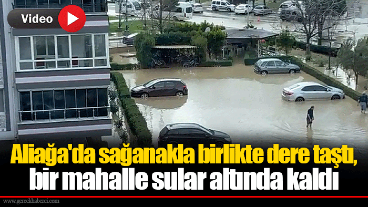 Aliağa'da sağanakla birlikte dere taştı, bir mahalle sular altında kaldı