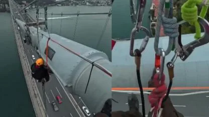 Boğaz'ın üzerinde nefes kesen an: Köprü işçisinden dikkat çeken İstanbul görüntüsü