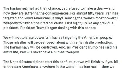 ABD Savunma Bakanı Hegseth, İran’a yönelik açıklamalarda bulundu