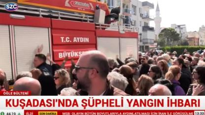 Belediye Başkanı gözaltına alınan Kuşadası'nda basın açıklamasına itfaiye engel oldu