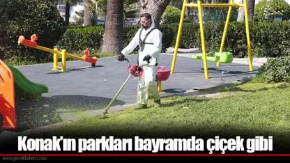 Konak’ın parkları bayramda çiçek gibi