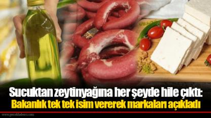 Sucuktan zeytinyağına her şeyde hile çıktı: Bakanlık tek tek isim vererek markaları açıkladı