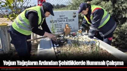 Yoğun Yağışların Ardından Şehitliklerde Hummalı Çalışma