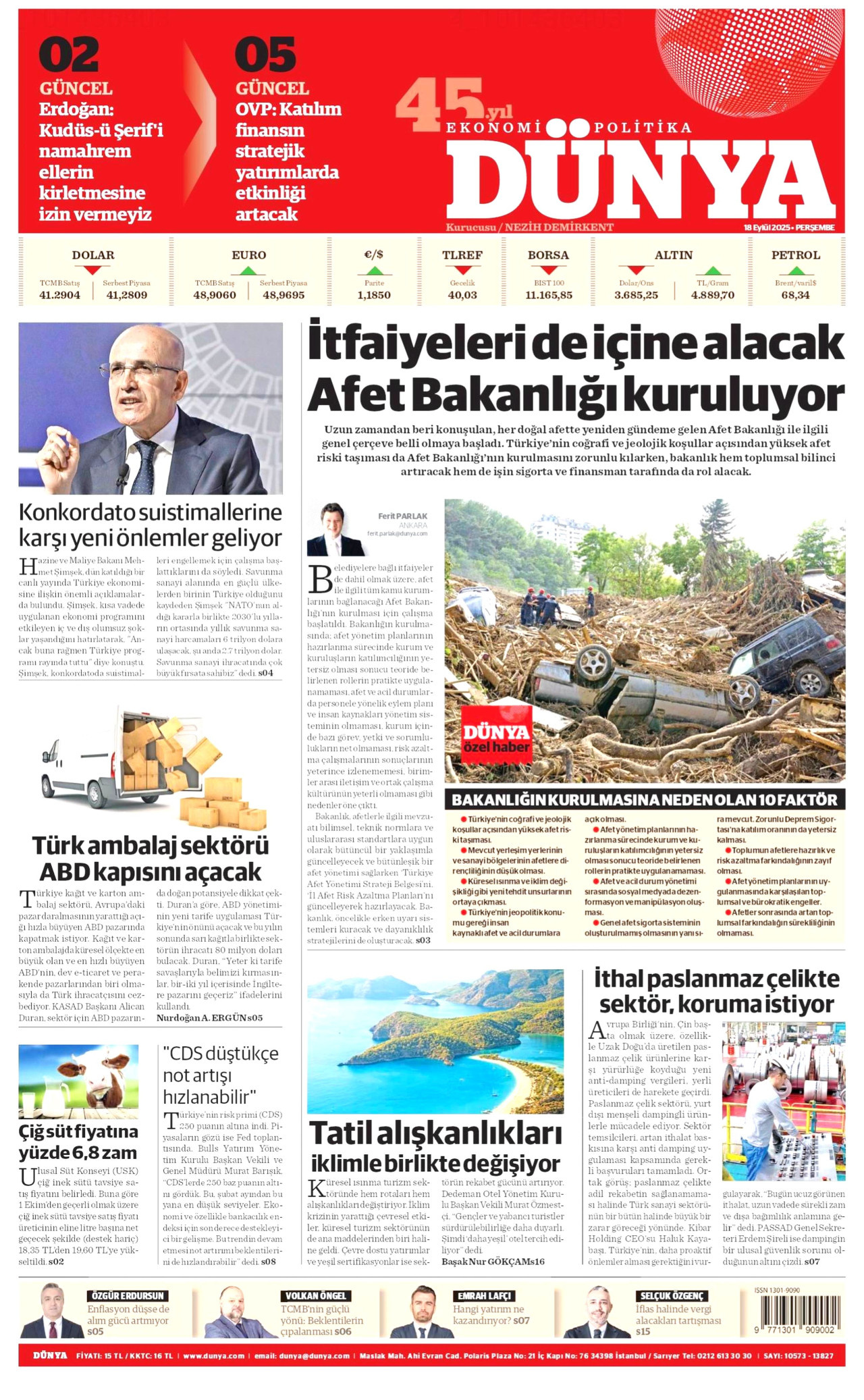 DÜNYA Gazete Manşeti