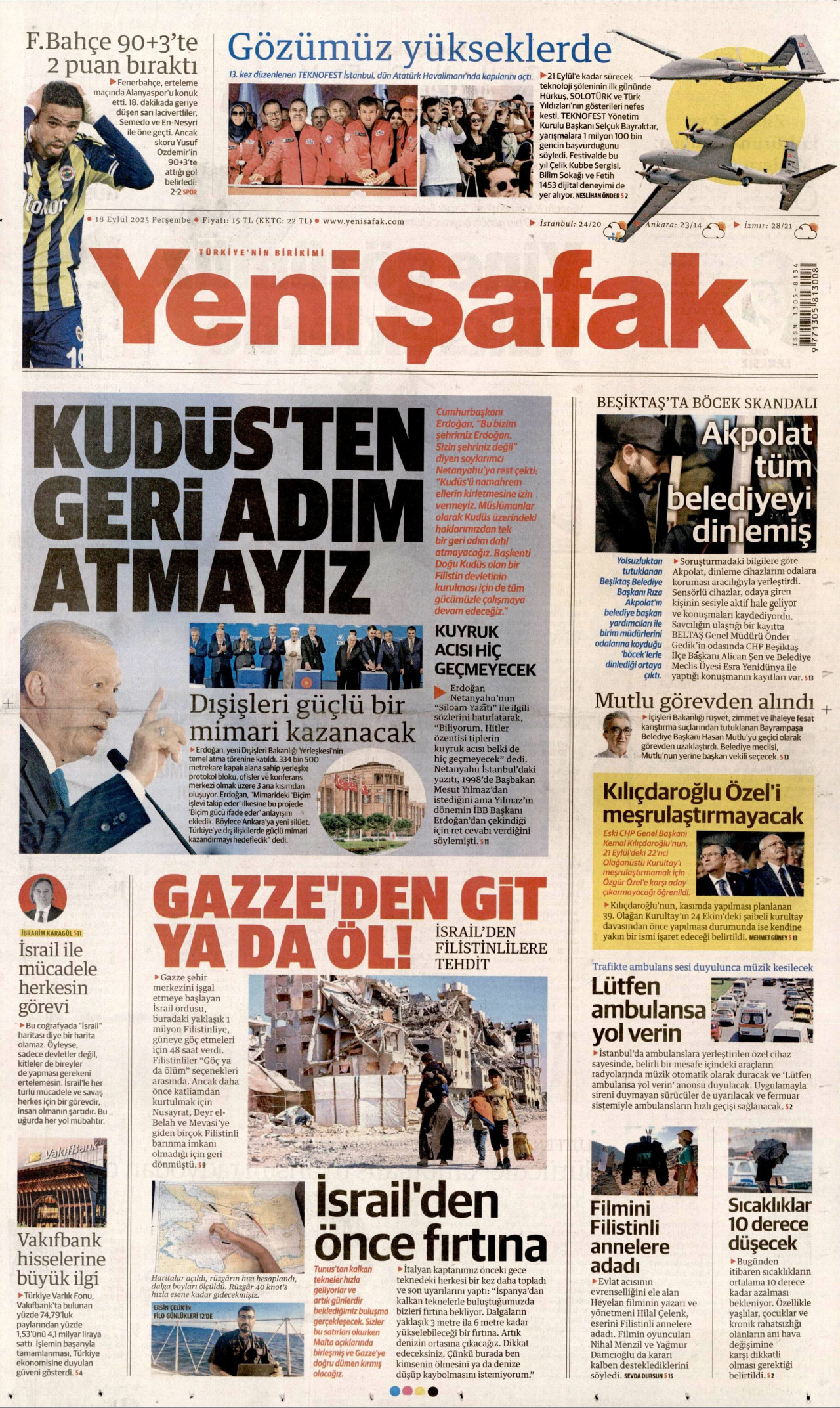 YENİ ŞAFAK Gazete Manşeti