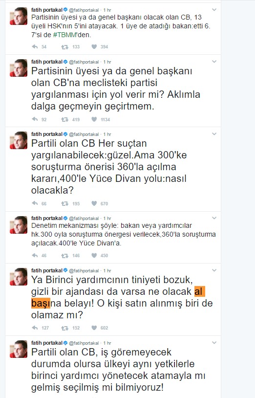 Portakal'dan Manifesto Gibi Başkanlık Çıkışı