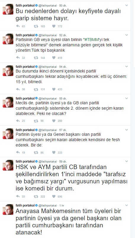 Portakal'dan Manifesto Gibi Başkanlık Çıkışı