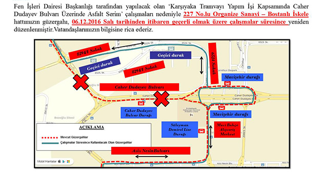 İzmir'de Otobüs Güzergahlarında Geçici Düzenleme