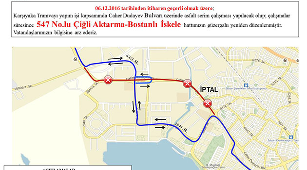 İzmir'de Otobüs Güzergahlarında Geçici Düzenleme
