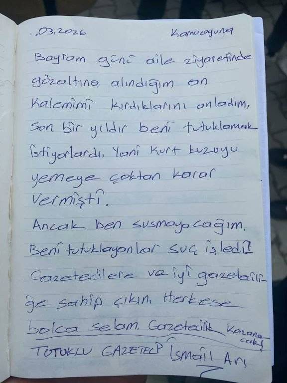 Tutuklu gazeteci İsmail Arı'dan mesaj var: 'Gazeteciliğe sahip çıkın'