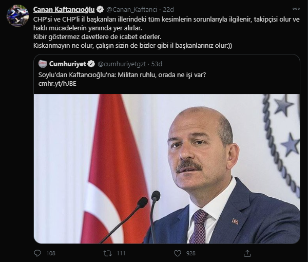 CHP'li Kaftancıoğlu'ndan Bakan Soylu'ya 