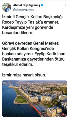 Ak Parti İzmir İl Gençlik Kolları Başkanı Recep Tayyip Taslak oldu