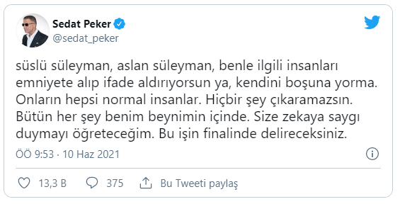 Sedat Peker’den Veyis Ateş’e yeni çağrı: Hediyen hazır