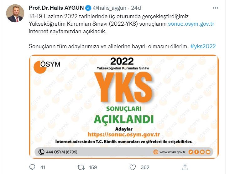 YKS sonuçları açıklandı